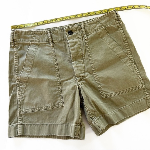 RRL Double Ralph Lauren Polo Green Herringbone Twill Military Shorts Mens 29 - Picture 10 of 12